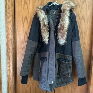 Stylish Fur-Trimmed Parka Jacket